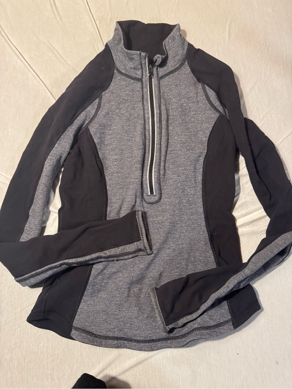 Lululemon Gray Black Colorblock Half Zip Pullover size 4